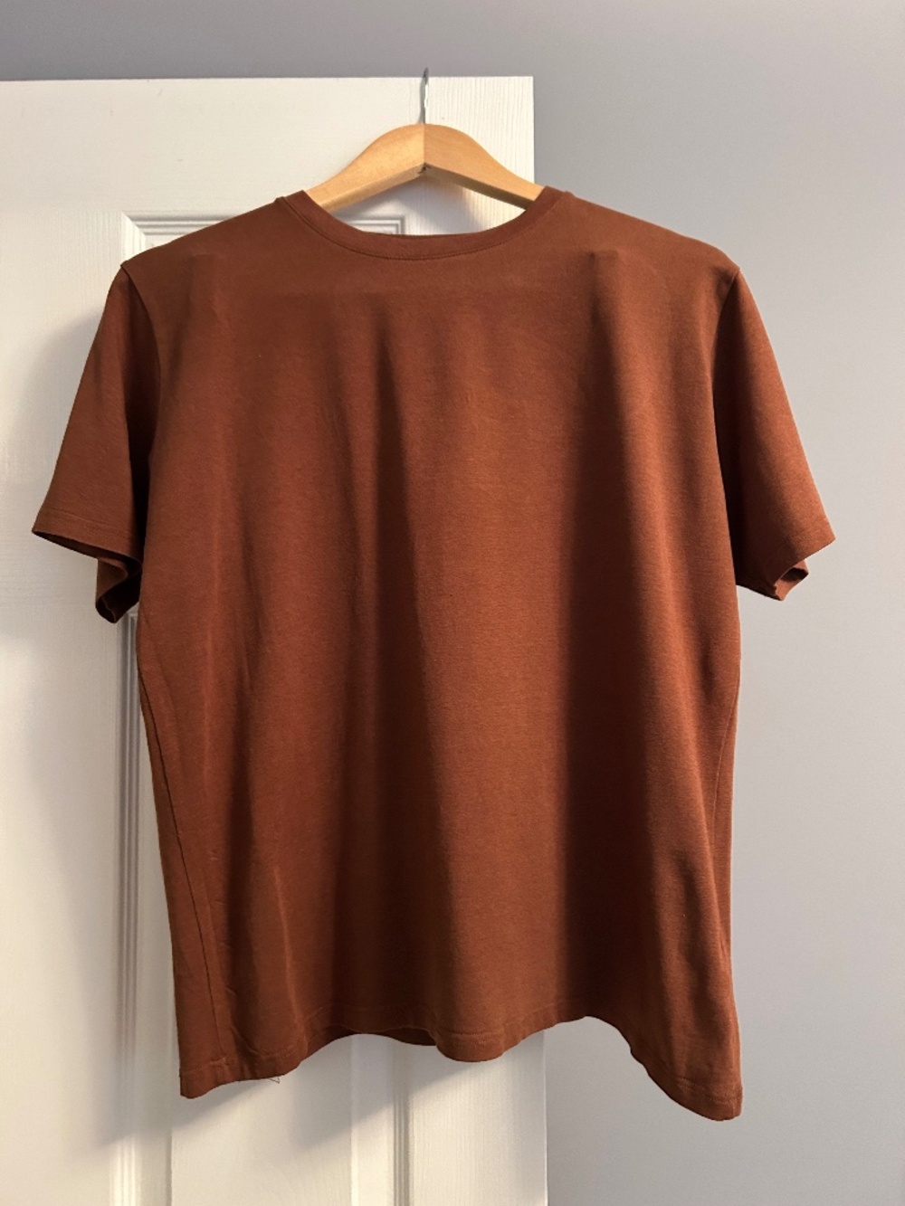 Oak and Fort Minimalist Boxy Crew Neck Tee Brown Medium